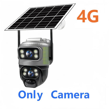 Solar 4G Camera PIR Human Detection CCTV Night Vision Waterproof Security Video IP Camara 8MP 4K Battery V380 Dual Lens Monitor