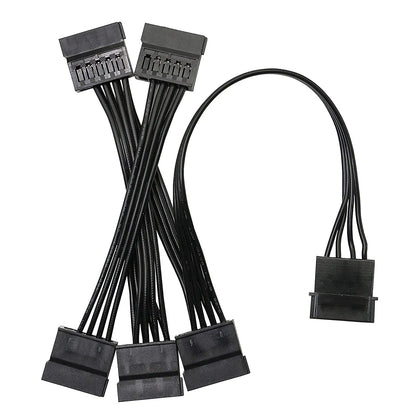 SATA 15-Pin Power Adapter Line Large IDE 4P Male to 5 SATA 15 Pin Female Power Extension Cable Splitter IDE to SATA Connector