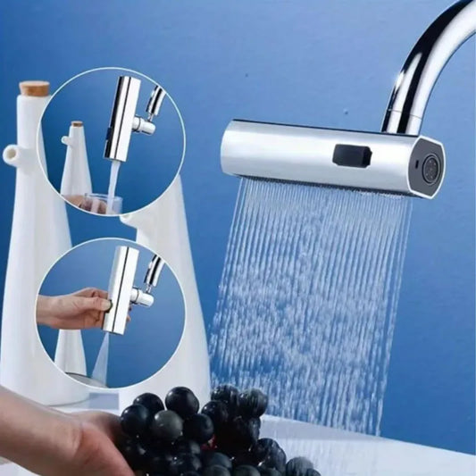 Kitchen and bathroom new multi-function waterfall three mode universal rotary extension faucet splash proof nozzle sink