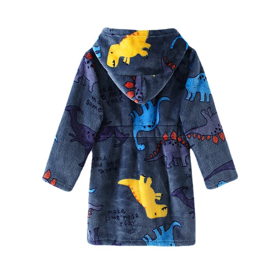 Children Clothing Home Wear Boys and Girls Bathrobes Pajamas Cartoon Flannel Hooded Children Comfortable Nightgowns Robes