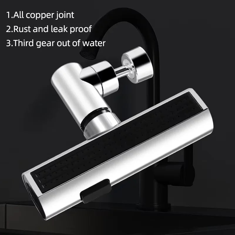 Kitchen and bathroom new multi-function waterfall three mode universal rotary extension faucet splash proof nozzle sink