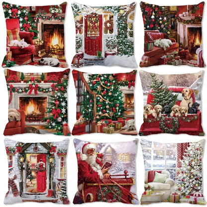 New Years Gifts Christmas Ornaments Pillow Cases Merry  Home Decorations  Cushion Covers