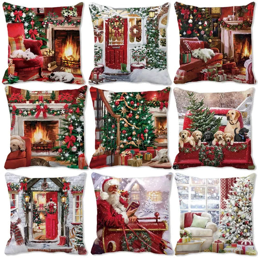 New Years Gifts Christmas Ornaments Pillow Cases Merry  Home Decorations  Cushion Covers