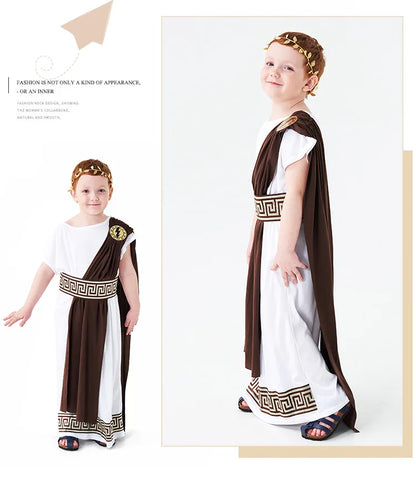 Children's clothing for boys Roman toga costume Children's festival Day  Ancient Greek mythology cosplay costume party Dress up
