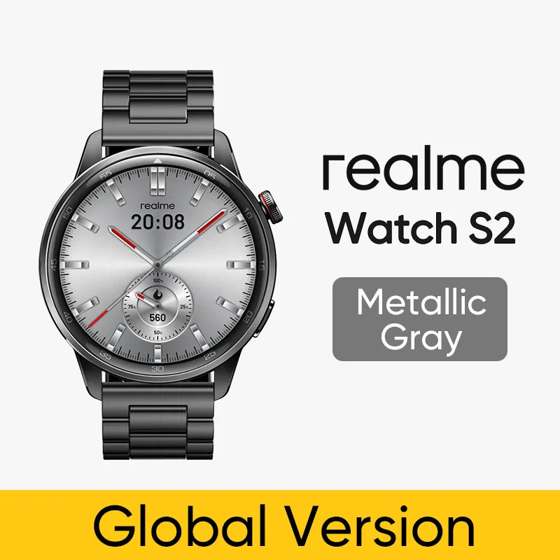 Global Version realme Watch S2 Smart Watch 1.43'' AMOLED Display 20 Days Battery Life IP68 Waterproof Spuer AI Engine Smartwatch