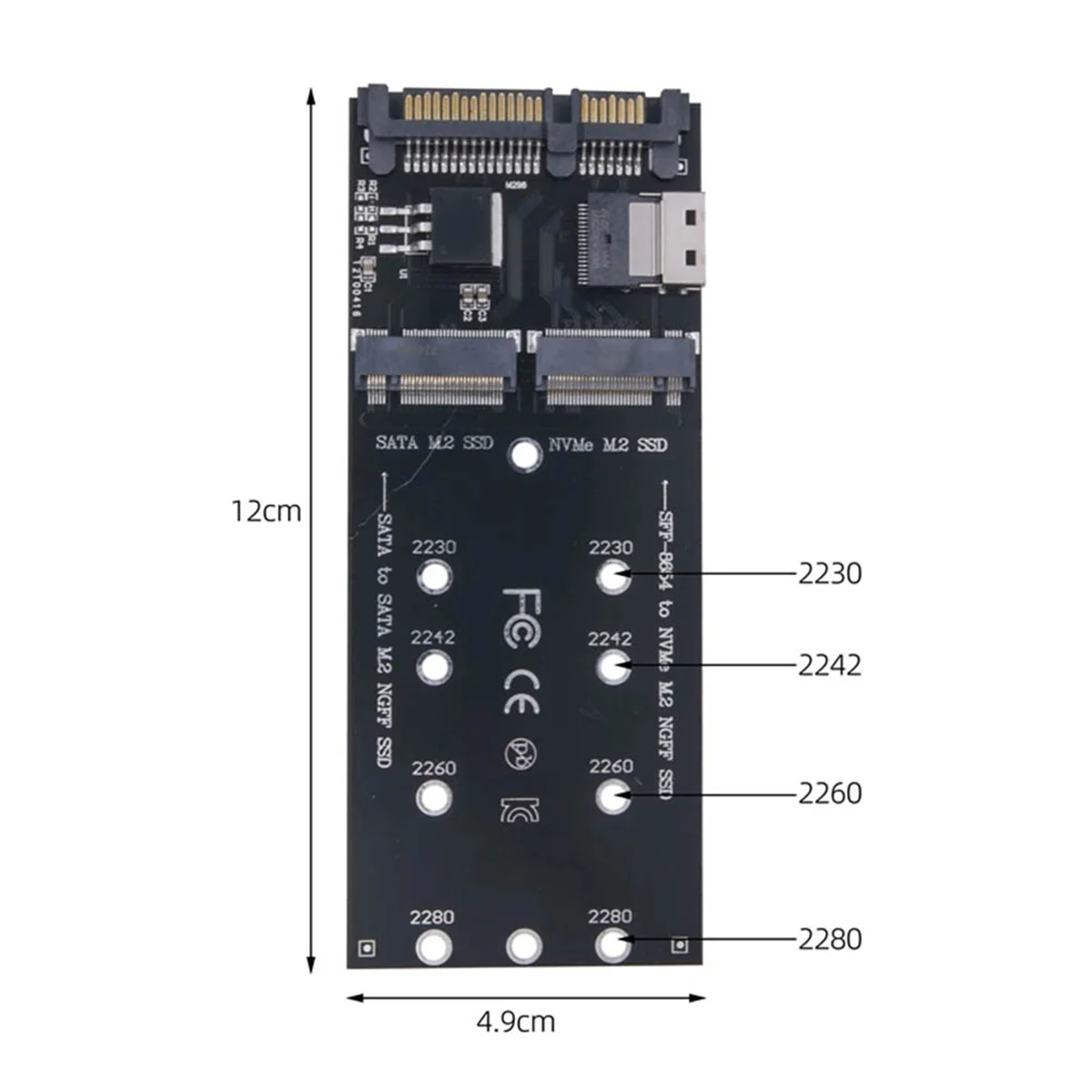 T35C M2 SSD Adapter M.2 SATA Ngff SSD to SATA + M2 NVME SSD to SFF-8654 Converter SATA to M2 Expansion Card