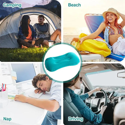 1pc Portable Neck Rest Press to Inflate Compact Air Pillow for Beach Office Home TravelCamping Pillow Inflatable Travel Pillow
