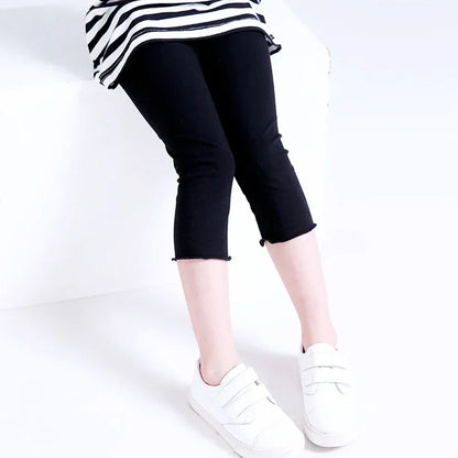 New Summer Children Clothing Girls Leggings Ruffles Kids Candy Color Modal Cotton Toddler Girl Clothes Cropped Pants 2-12 Years