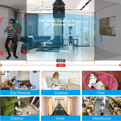 Wireless Security Cam Indoor Outdoor IP Camera with Night Vision Motion Alert 2 Way Talk Waterproof for Home Surveillance