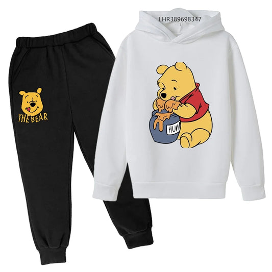 Ropa para niños Little Bear Otoño Invierno edad 3-12 niños niñas abrigo niños Sudadera con capucha + Pantalones conjunto negro