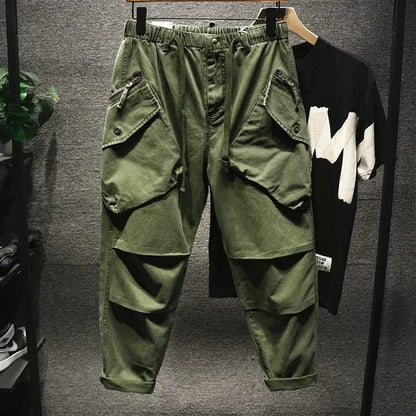 Retro American Men's Wear Resistant Tapered Loose Work Pants Casual Spring Autumn Youthful kets Long Pants Polyester Fiber