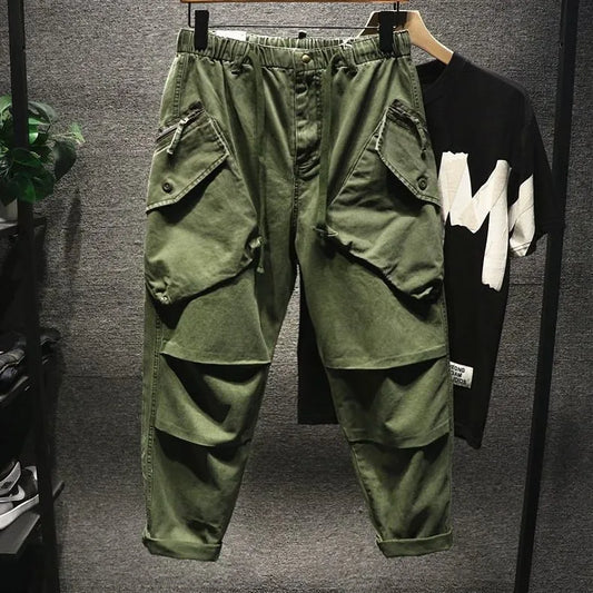 Retro American Men's Wear Resistant Tapered Loose Work Pants Casual Spring Autumn Youthful kets Long Pants Polyester Fiber