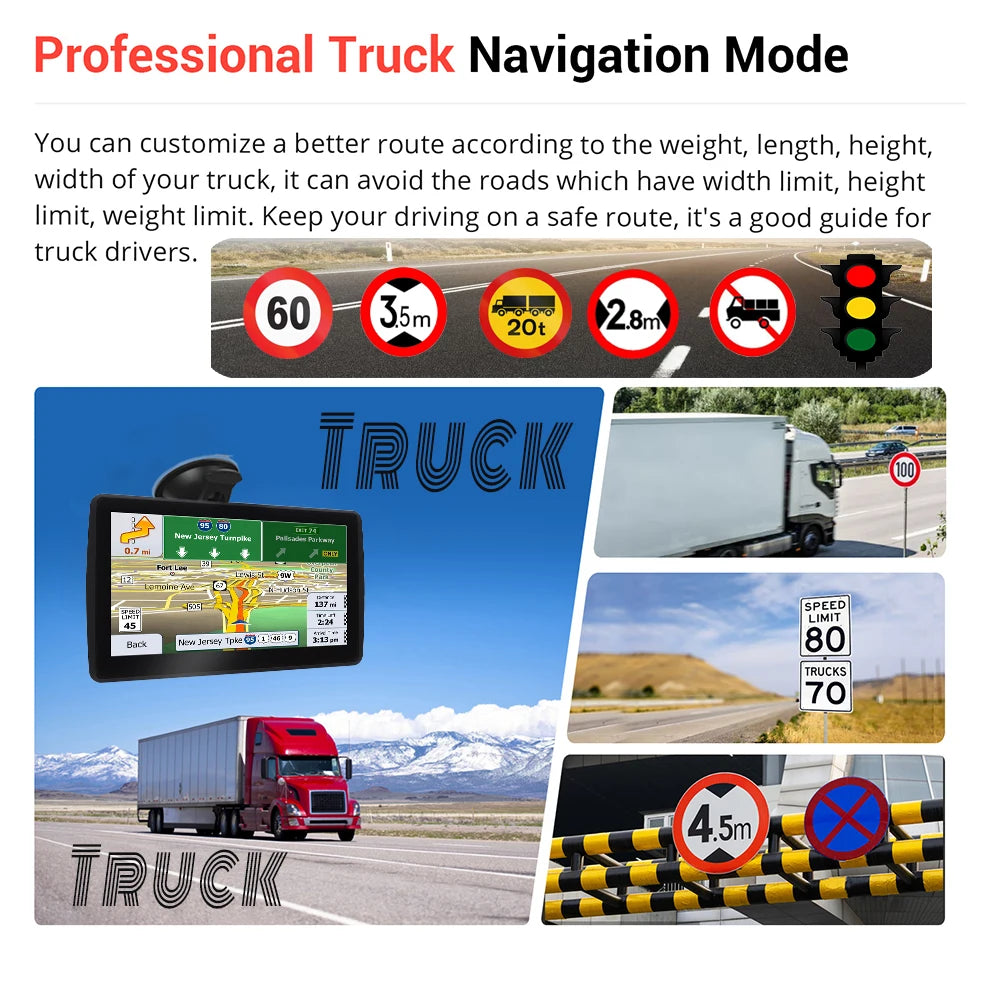 7 Inch GPS Navigation for Car Truck SAT NAV Accessories Tools  Navigator 2024 Free Update Europe North America Map 8GB FM Music