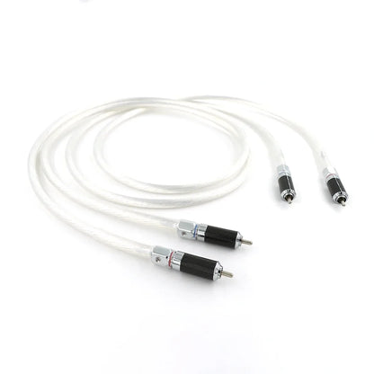 HiFi RCA Audio Cable 12 Strands  OCC Silver Plated Wire With Locking Carbon Fiber RCA Plug Cable HiFi 2RCA to 2RCA Cable