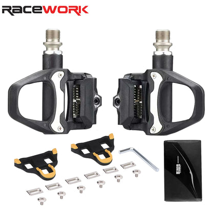 RACEWORK Road Bike Pedal Nylon Bicycle Locking pedals Cycling Bearing Cleats Clipless Pedal For SPD SL System With Locking plate