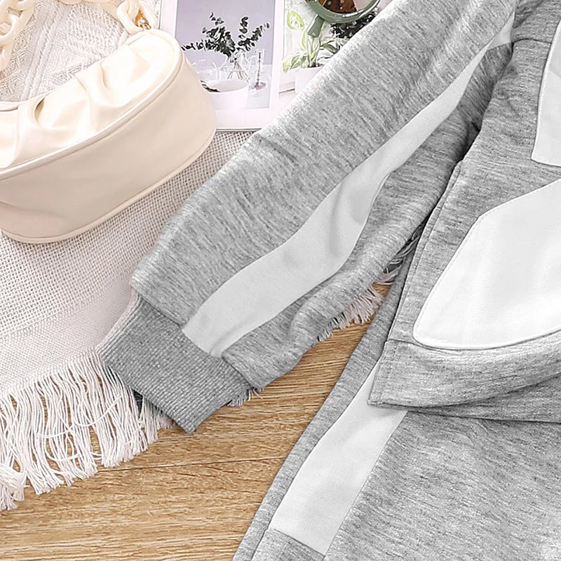 Kids Casual Clothing Sets Outfits for Girls Gray Bow Fashion Top + Sweatpants 2Pcs Baby Toddle Spring Autunmn Loose Clothing Set