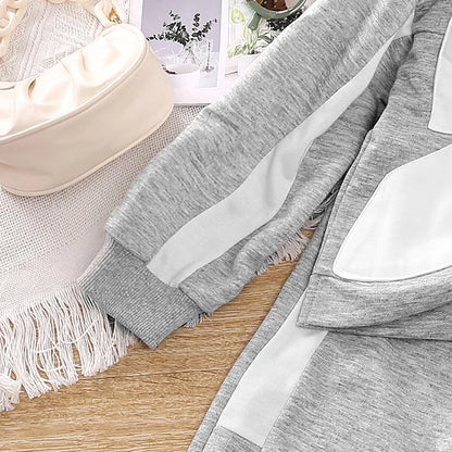 Kids Casual Clothing Sets Outfits for Girls Gray Bow Fashion Top + Sweatpants 2Pcs Baby Toddle Spring Autunmn Loose Clothing Set