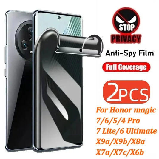 2Pcs Not-Glass Anti-Spy Screen Protector Hydrogel Film for Honor Magic Magic 6 5 4 Pro 6 7 Lite 6 Ultimate X8b X8a X9c Smart X6b