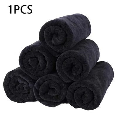 3PCS Microfiber BlackTowels set Thick soft absorbent for home hotel beauty salon Hair Stylist Resort Spa Towel