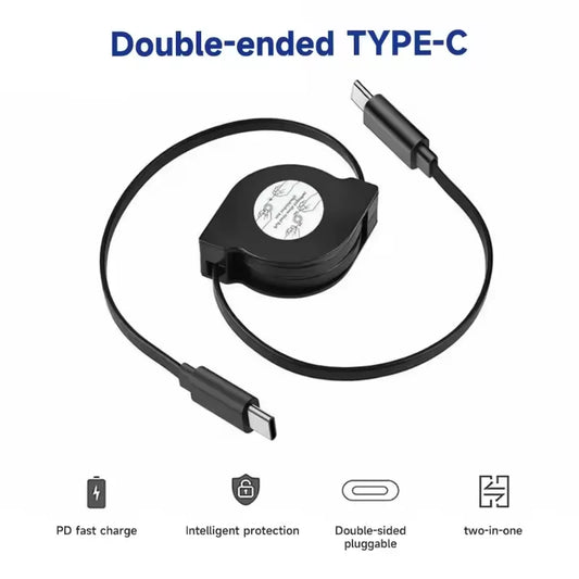 60W Dual Type C Cable Universal Telescopic USB C Fast Cord Retractable Charging Cables For Phone Tablets