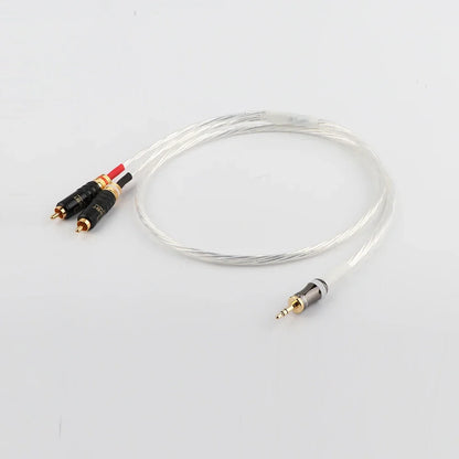 90degree 3.5mm jack to 2RCA audio cable HIFI stereo Audio Wire for amplifier, mobile phone, computer, desktop audio