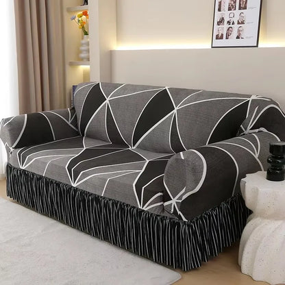 1/2/3/4 Seater Printed Sofa Skirt Cover Elastic Armchair Couch Covers for Living Room Furniture Protector