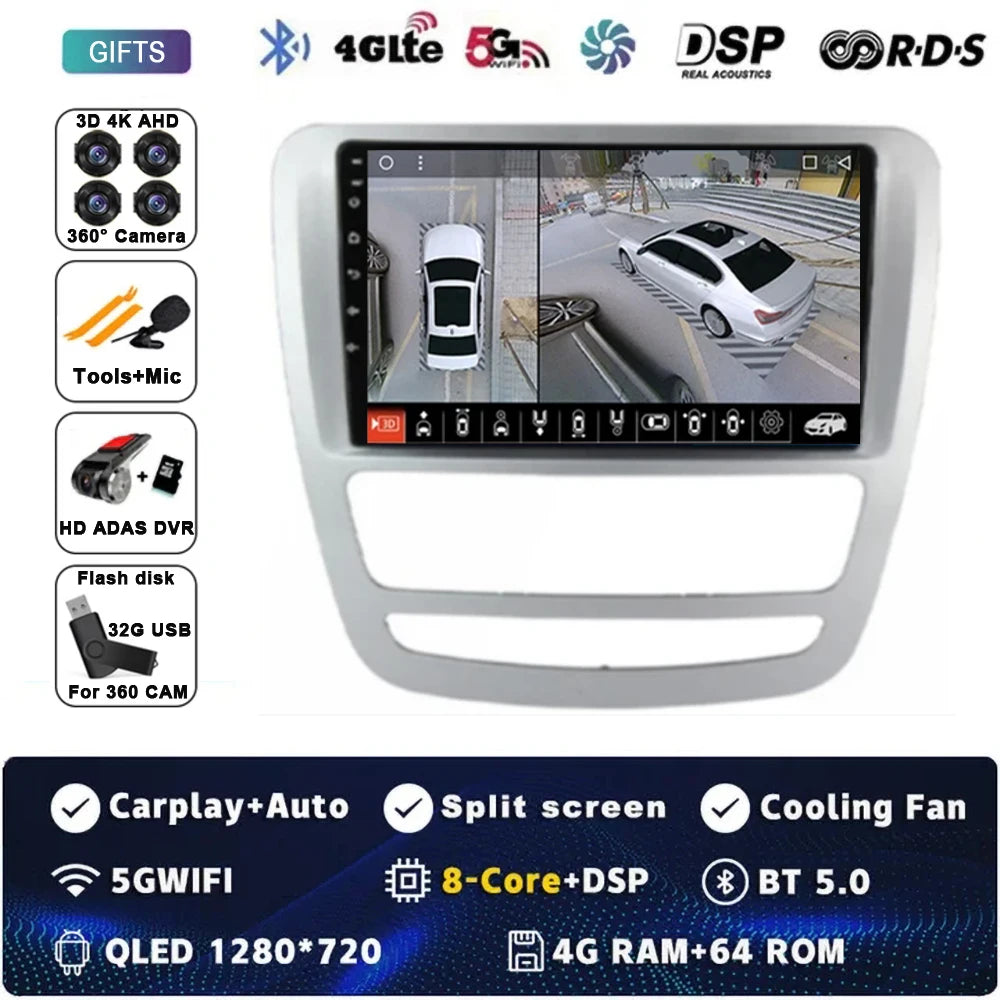 Android 14 GPS Navigation For JAC T6 T8 2015 2016 2018 2022 2021 Car DVD Player Headunit Radio Stereo Carplay Auto 360 Camera 4G