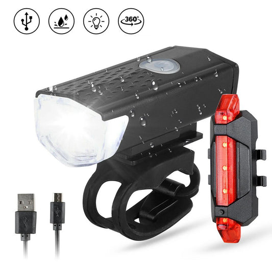 Bike Light Set Front Light with Taillight USB Rechargeable Easy to Install 3 Modes Bicycle Accessories for the Bicycle Road MTB