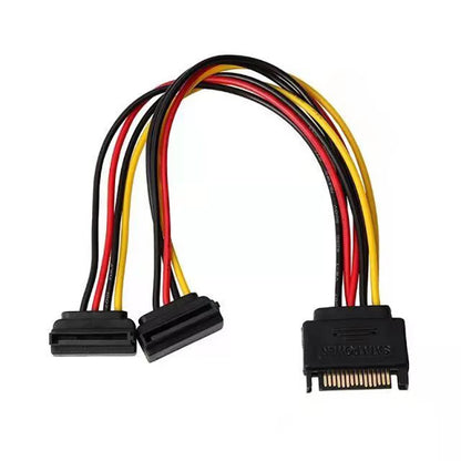 15PIN SATA Line 1 In 2 Outlet Cable Splitter Elbow Cord PC Hard Drive Serial Port Power Supply Wire SATA Plug Adapter Extender