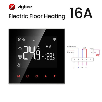 AVATTO Tuya WiFi/ZigBee Smart Thermostat，Electric Floor Heating Water/Gas Boiler Controller Works With Alexa,Google Home,Alice