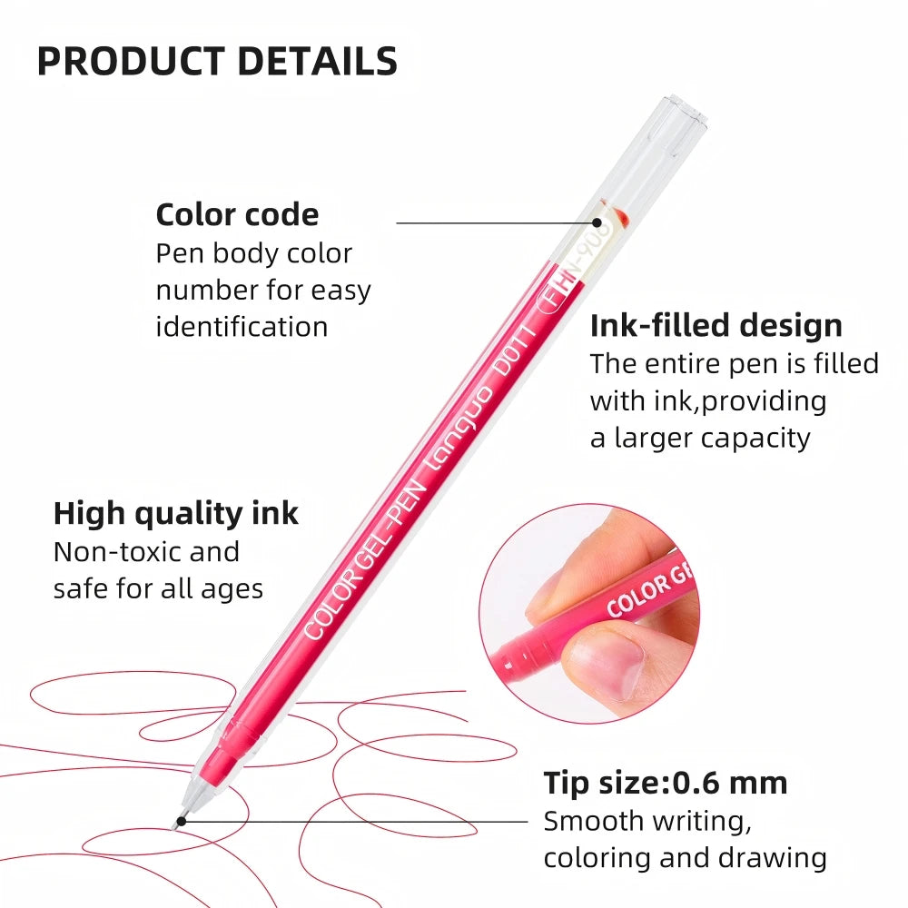 Color Painting Gel Pen Set,With Storage Box,0.6mmNeedle Tip,Rich Color Large Capacity Gel Pens,Art Supplies For Diary,Card,DIY