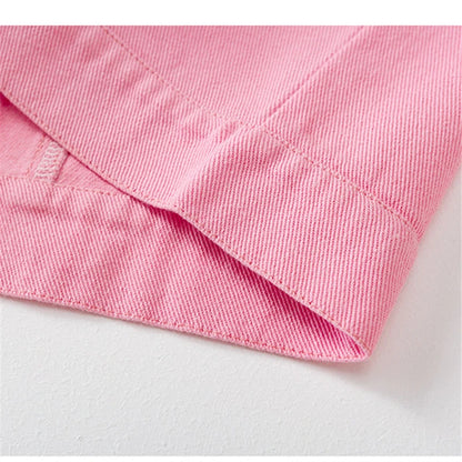 Toddler Children Pink Denim Vest Boy Girl Sleeveless Jacket Harajuku Kids Clothes Casual Waistcoat Vintage Fashion Outfit 2-9Y
