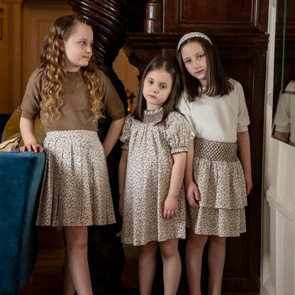 Boutique Children Kids Mathcing Clothes Brother Sister Baby Holiday Outfits Girls Smocking Dress Skirts Baby Rompers