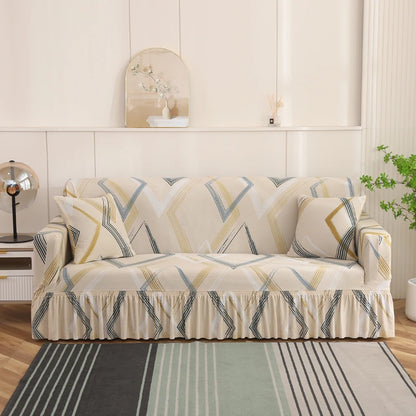 1/2/3/4 Seater Printed Sofa Skirt Cover Elastic Armchair Couch Covers for Living Room Furniture Protector