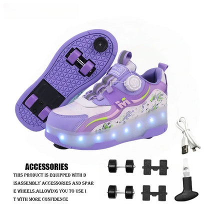 USB Charging LED Luminous Roller Shoes Night Smooth Outdoor Parkour Skates Sports Gift for Christmas