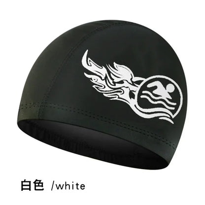 Fashion Adult Swim Cap Unisex Flame Printed Swimming Cap Comfortable Non Slip Fabric Swimming Caps Swimming Accessories