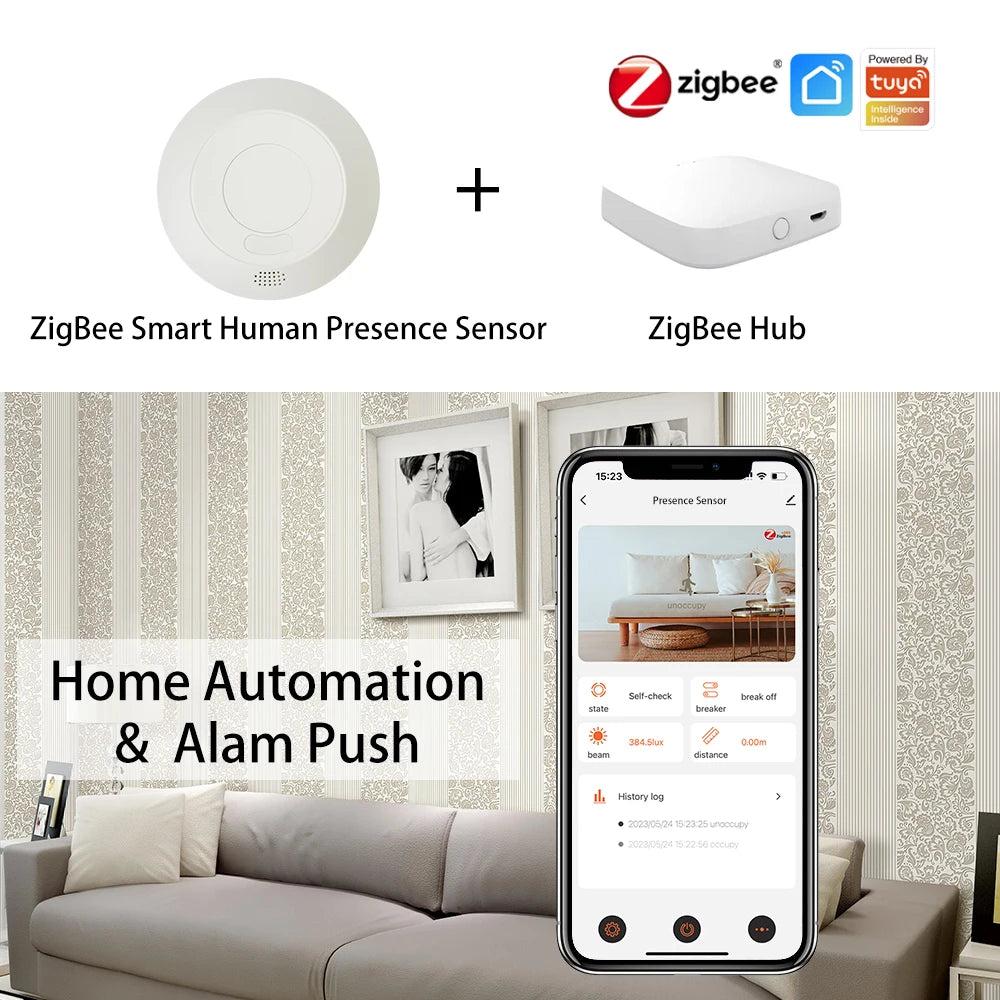 ZigBee3.0/Wifi 24G MmWave Radar Human Presence Motion Sensor For Light Switch Luminosity Detection 110/220V Tuya Smart Life Home