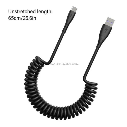 Fast Charging USB C Type C Cable Coiled Retractable Phone Cord for Phones Pads High Speed Data Transfer