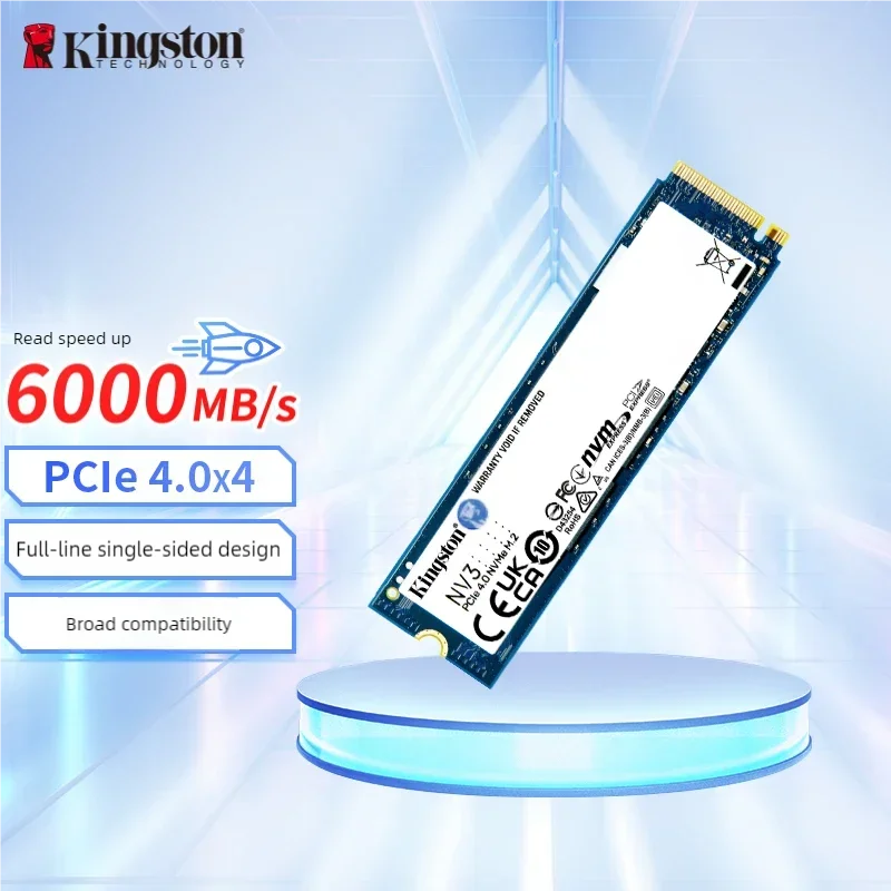 Kingston 1TB SSD Solid State Drive M.2 (NVMe PCIe 4.0 × 4) NV3 Series Read Speed 6000MB/s