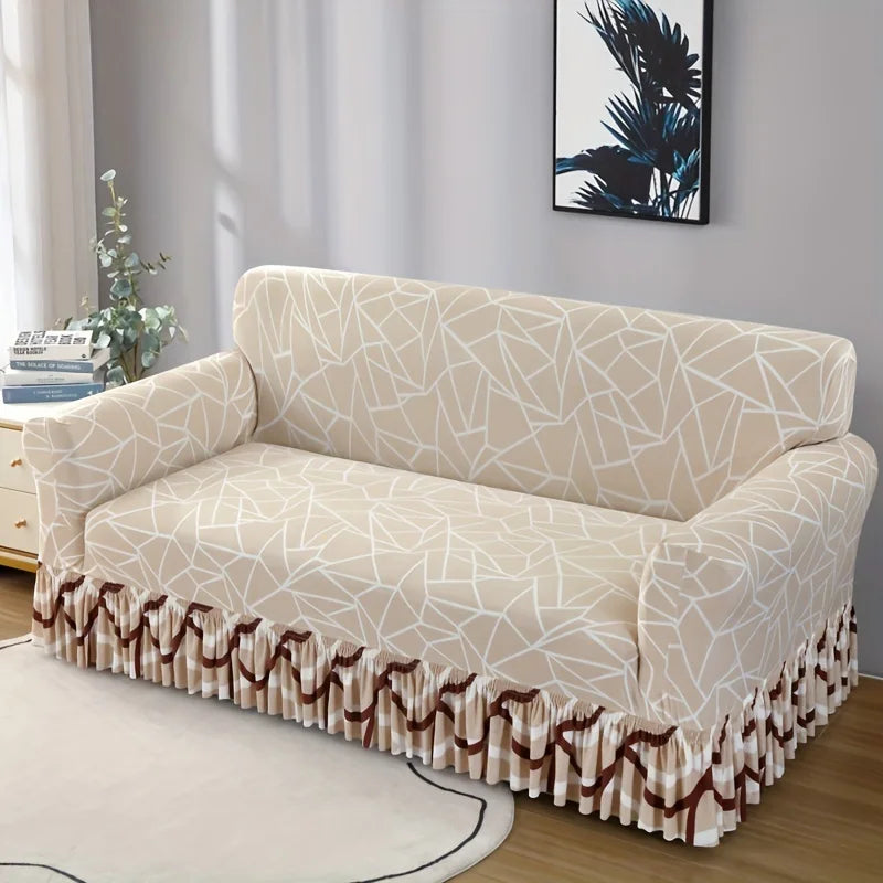 1/2/3/4 Seater Printed Sofa Skirt Cover Elastic Armchair Couch Covers for Living Room Furniture Protector