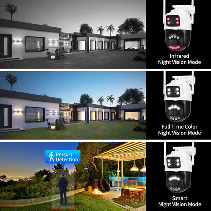 ASECAM 12MP 6K Wifi Camera 8X Zoom Dual Screen Ai Human Detect Auto Tracking CCTV Outdoor Security Surveillance Camera iCSee