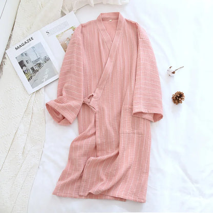 New Cotton Women Robe kimono pajamas Spring Summer Cozy gauze pajamas nightgown Dressing Female bathrobe Sleepwear long pijama