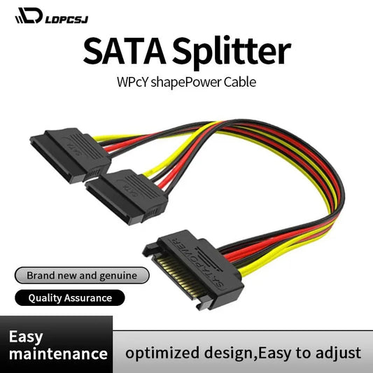 SATA 15pin Male to 2 x SATA 15pin Female Hard Disk Power Cable Serial ATA Y Splitter Dual Extension Cord Adapter Connector