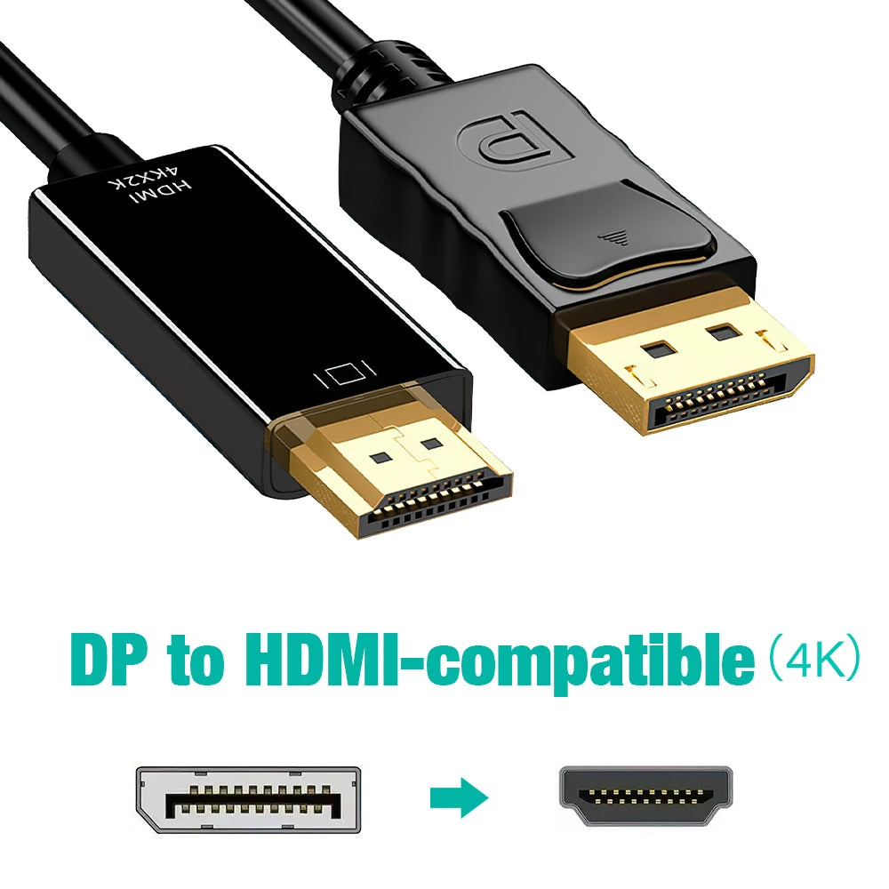 DisplayPort To HDMI Cable DP Male To Male VGA DVI HDMI Video Audio Cable 4K 1080P For Computer Laptop TV Projector Monitor 1.8m
