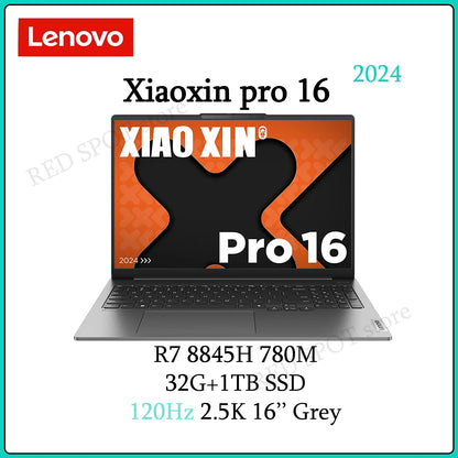 Lenovo Xiaoxin pro 16 2024 AI laptop R7 8845H 780M  32G+1TB 16inch 2.5k 120Hz