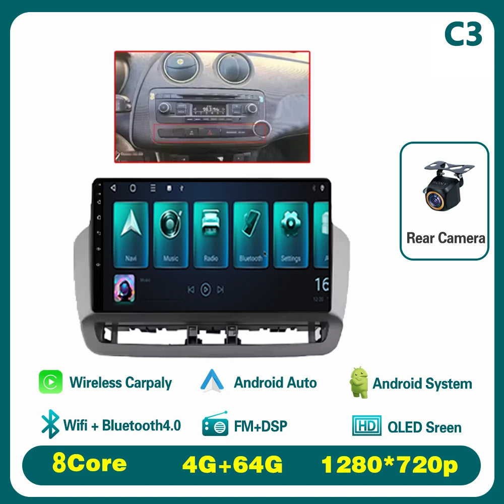 GPS Navigation QLED Touch Screen For Seat Ibiza 2012-2015 Android Auto Radio Car Multimedia Video Player 5G WIFI BT No 2din DVD