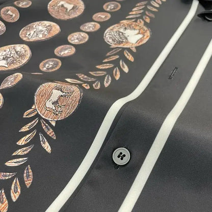 Ropa Hombre Royal Luxury Men Shirt Sets Vintage Pattern Character Printed 2 Piece Hawaiian shirt Suit Casual Oufits Short Sleeve
