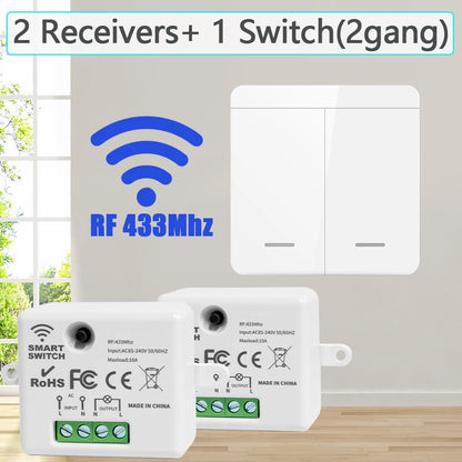 Wireless Smart Wall Switch RF 433Mhz Interruptor Light Switch Remote Control 1/2/3Gang Panel Receiver For Lamp Home Decoration