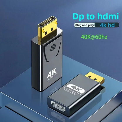 DP To HDMI Adapter DisplayPort To HDMI High-Definition Video Converter with 4K60Hz/4K30Hz/1080P Multi-Resolution forMost Devices