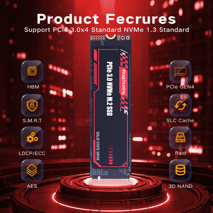 Kingchuxing NVMe M.2 PCIe3.0 SSD Gen3x4 M.2 2280 Internal Solid State Drive for Laptop PC Desktops